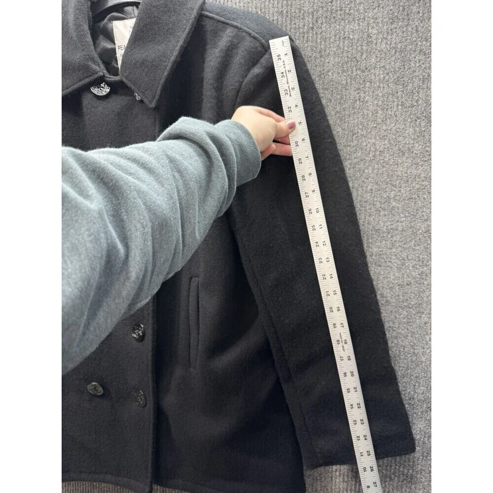 US Navy Wool Pea Coat Jacket Mens 40 Medium Black Anchor Buttons Military Issue
